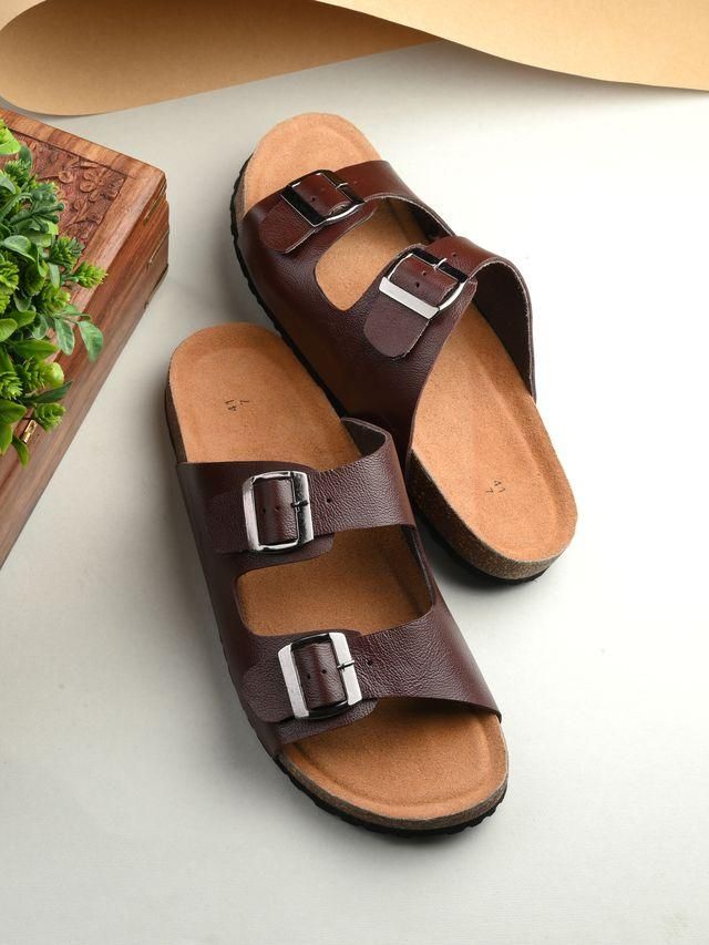 mens arizona cherry leather slippers