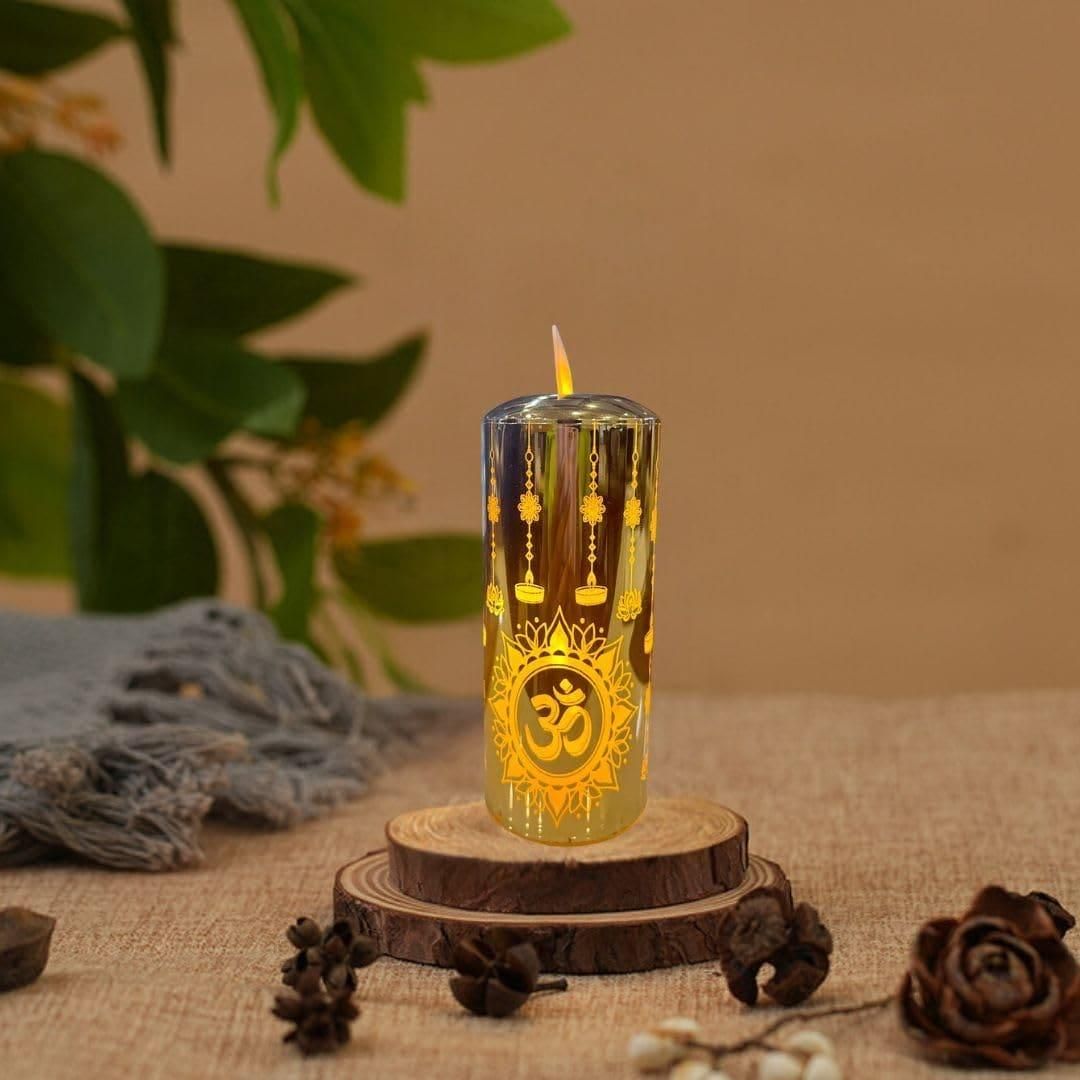Realistic Moving Flame LED Light with Om Design